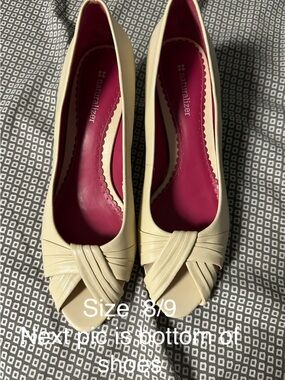 Naturalizer Cream Peep-Toe Heels with Pink Insole